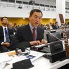 Jun Ishikawa delivers a statement at the Conference of State Parties to the Convention on the Rights of Persons with Disabilities (CRPD) in 2014 at UN Headquarters in New York.