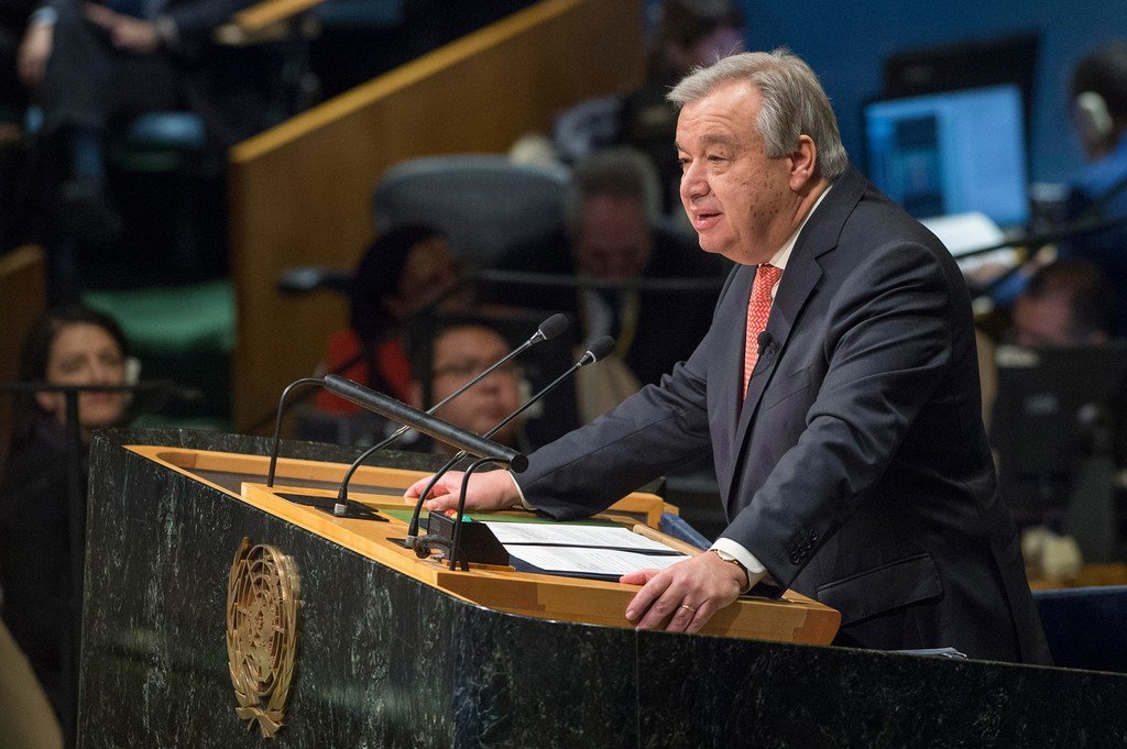 António Guterres, Secretary-General-designate of the United Nations, taking the oath of office and delivering remarks to the General Assembly.