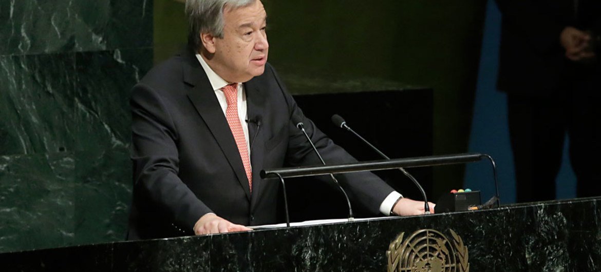 António Guterres discursa na Assembleia Geral da ONU.