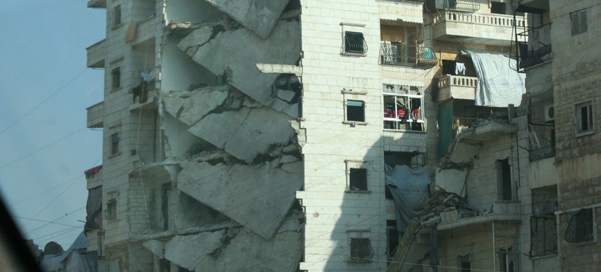 Destruction in Salah Ed Din neighbourhood of Aleppo, Syria.