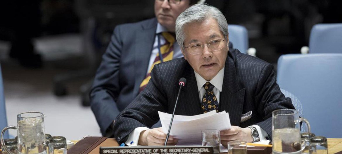 Special Representative and head of the United Nations Assistance Mission in Afghanistan (UNAMA), Tadamichi Yamamoto, briefs the Security Council.