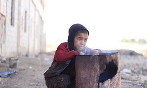 On 12 December 2016, 10 year-old Ahmed lives with over 6,000 other displaced people in Jibreen, Syria, a former warehouse turned in to a shelter.  With both parents dead and no other relatives to look after him or his four siblings, Ahmed came to the shelter from East Aleppo with neighbours.
