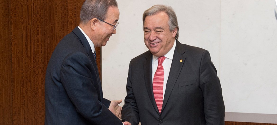 Secretary-General Ban Ki-moon meets with Mr. António Guterres.