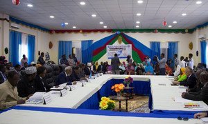 Delegates attend the National Leadership Forum (NLF) in Baidoa, Somalia, on 23 June 2016.