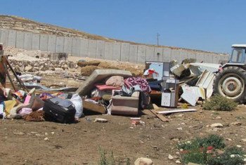 Разрушение палестинских поселений.  Фото  Управления  ООН  по координации гуманитарных вопросов