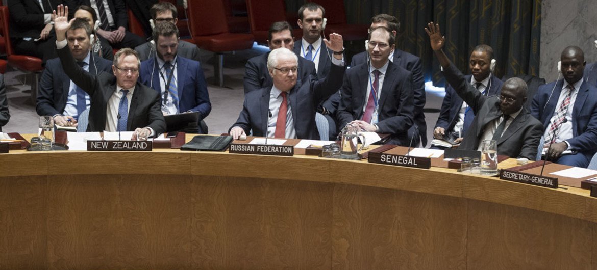 مجلس الأمن يتبنى بالإجماع القرار 2336 (2016) في 31 ديسمبر كانون الاول في دعم لجهود روسيا وتركيا لإنهاء العنف في سوريا. صور الأمم المتحدة / مانويل الياس