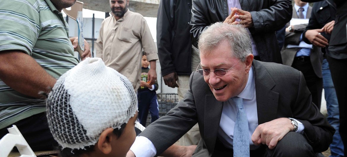 Robert Serry, UN Special Coordinator for the Middle East Peace Process and the Secretary-General's Personal Representative to the Palestine Liberation Organization and the Palestinian Authority from 2007 to 2015, on a visit to Gaza in November 2012.