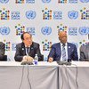 Wu Hongbo, UN Under-Secretary-General for Economic and Social Affairs (2nd left), addresses members of the media at the UN World Data Forum in Cape Town, South Africa.