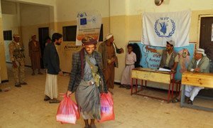 The World Food Programme (WFP) delivering aid to the Bani Husheish area, in the northern Sana’a governorate, Yemen.