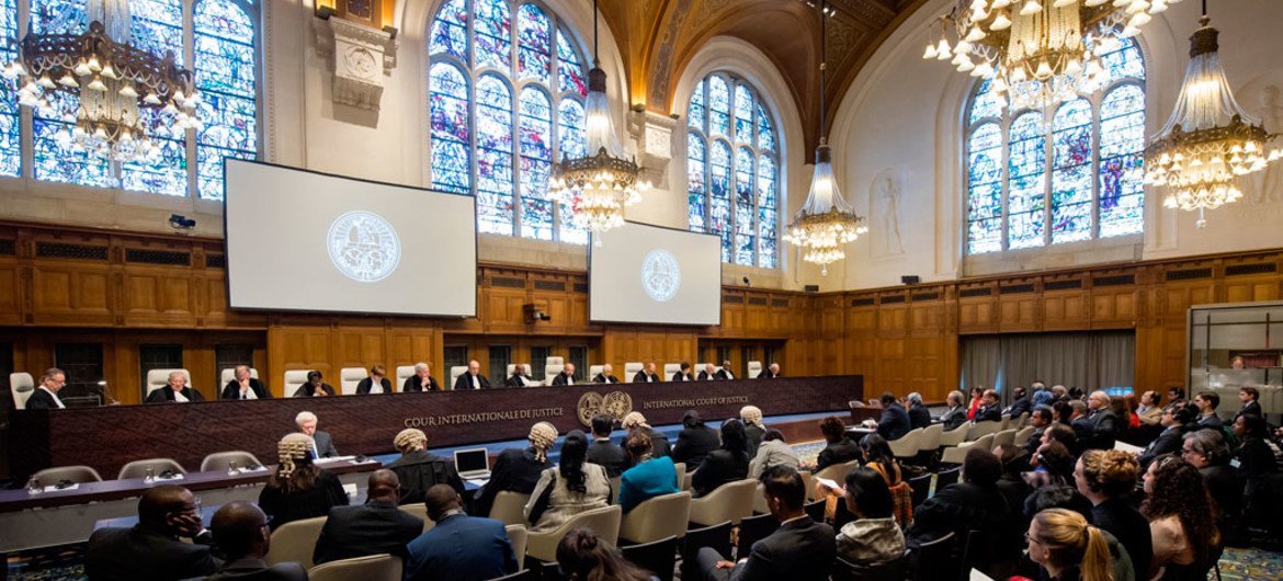 View of the ICJ courtroom on 2 February 2017 at the delivery of the Court’s Judgment on Somalia v Kenya.