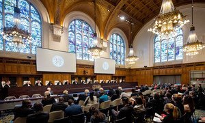 View of the ICJ courtroom on 2 February 2017 at the delivery of the Court’s Judgment on Somalia v Kenya.