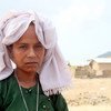 缅甸若开邦的营地中的一名流离失所者。人道事务协调厅/Htet Htet Oo