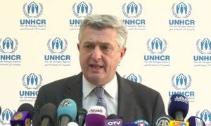 High Commissioner for Refugees Filippo Grandi briefs the press in Beirut, Lebanon, on his landmark trip to Syria.