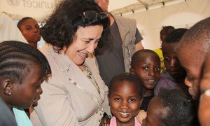 Special Representative for Children and Armed Conflict Leila Zerrougui in Central African Republic, meeting with children affected by the conflict in 2013.