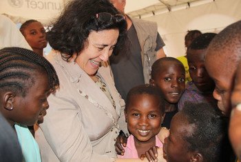 Special Representative for Children and Armed Conflict Leila Zerrougui in Central African Republic, meeting with children affected by the conflict in 2013.