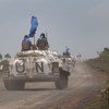 UN peacekeeping mission in Democratic Republic of the Congo (MONUSCO) BMP armored vehicle on patrol.