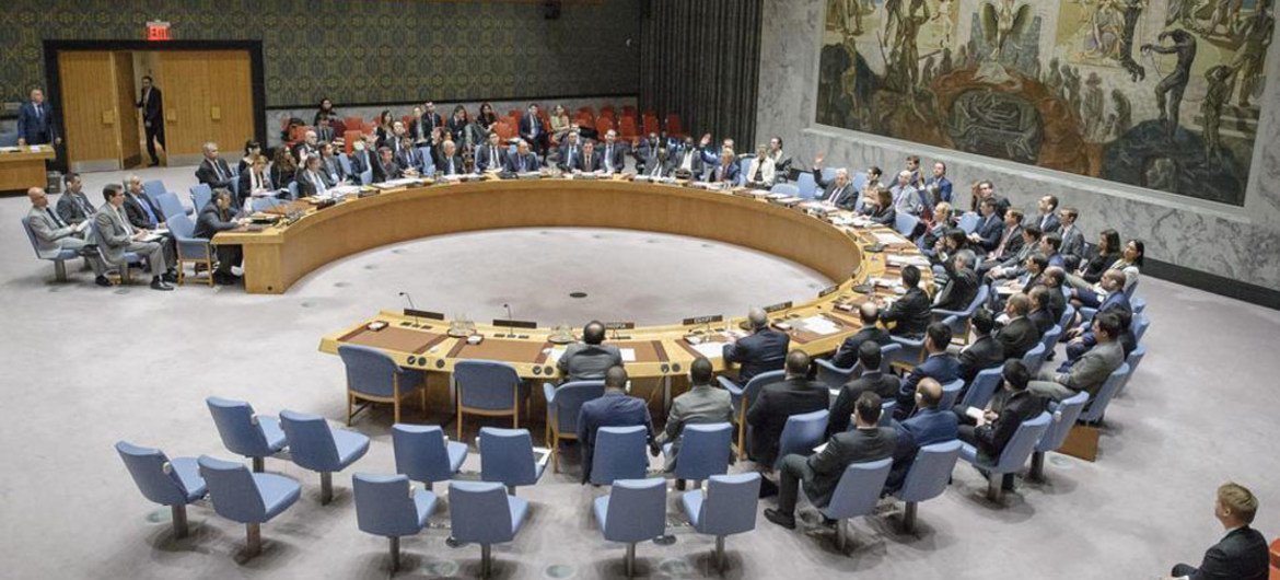 The Security Council voting on a draft resolution aiming to impose sanctions on Syria for the use of chemical weapons. The draft text failed to be adopted due to the negative votes by two permanent members of the Council (China, Russian Federation).
