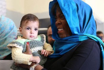 Executive Director of the United Nations World Food Programme (WFP), Ertharin Cousin, during a visit to Yemen.