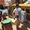 Individuals displaced by recent hostilities in Mokha in Taizz governorate, western Yemen, receive UNHCR emergency assistance.  