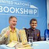 Author Per J. Andersson (left), Pradyumna Kumar Mahanandia (center) and Charlotte von Schedvin at a book launch event at in celebration of International Day of Happiness at the United Nations in New York.