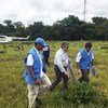 Los embajadores del Consejo de Seguridad de la ONU y el jefe de la Misión de Naciones Unidas en Colombia visitan una zona veredal de transición y normalización en el departamento del Meta. Foto: Misión de la ONU en Colombia