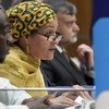 联合国常务副秘书长阿米娜・默罕默德（Amina J. Mohammed）在联合国经社理事会5月8日至10日举行的消除贫困的整体方法的会议上发表开幕致辞。