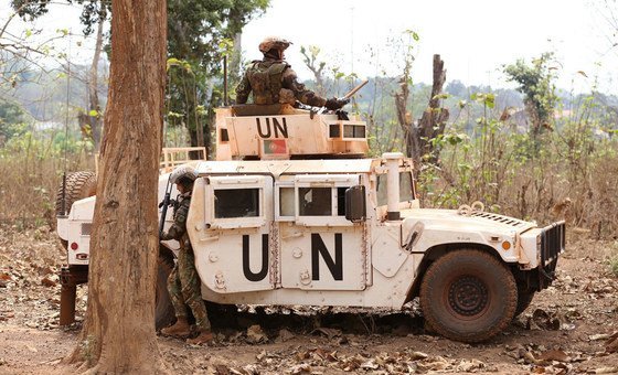 Patrulha de militares portugueses na missão da ONU na República Centro-Africana, Minusca.