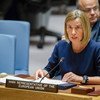 High Representative of the European Union Federica Mogherini addresses the Security Council meeting on cooperation between the UN and the European Union.