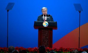 Secretary-General António Guterres addresses the opening of the Belt and Road Forum-in Beijing, China.