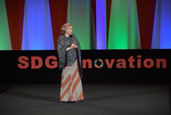 La Vice-secrétaire générale de l'ONU, Amina Mohammed, s'exprimant lors d'un événement de haut-niveau de la soixante et onzième session de l'Assemblée générale consacré à l'innovation et à la connectivité en faveur des ODD.
