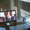 أرشيف: ستيفان دي مستورا، مبعوث الأمين العام المعني بسوريا، يخاطب مجلس الأمن عبر دائرة تلفزيونية مغلقة من جنيف.