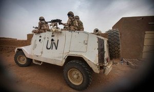 Soldados de paz da Minusma nas ruas de Kidal, no Mali