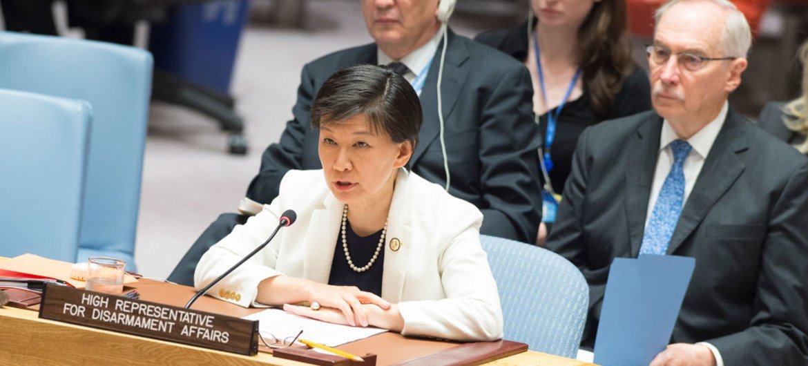 Izumi Nakamitsu, UN High Representative for Disarmament Affairs, addresses the Security Council meeting on the Syrian chemical weapons programme.