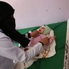 One-year-old Khawla is examined by a doctor in the paediatrics section of Al-Sabeen Hospital, Sana'a, Yemen, on 6 March 2017. Photo UNICEF/Magd Farid