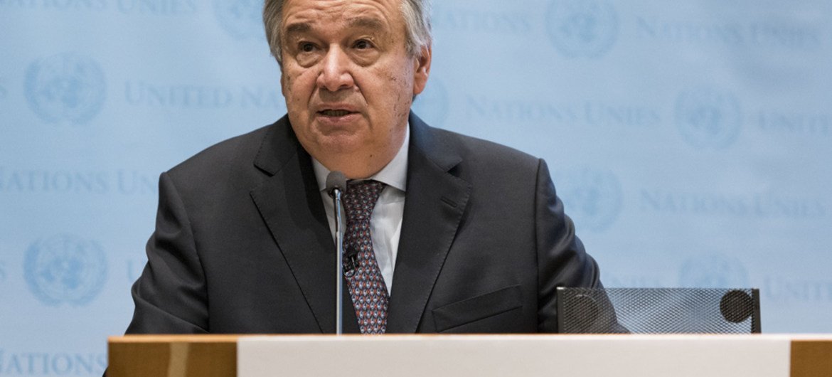 Secretary-General António Guterres addresses audience at New York University Stern School of Business.
