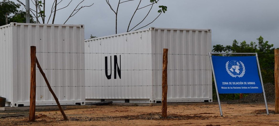 Two of the containers used by the UN Mission in Colombia to store collected weapons.