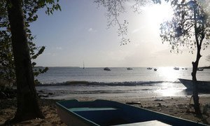 Boats bob in the water at Buccoo Bay, Tobago. Tourism is the top industry on the island, employing more than half of the approximately 60,000 residents.