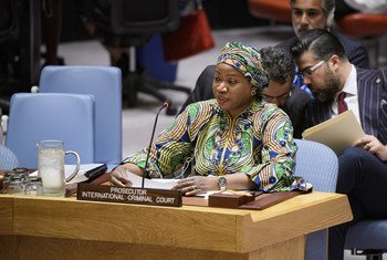 Fatou Bensouda, Procureure de la Cour pénale internationale, devant le Conseil de sécurité (archives). Photo ONU/Manuel Elias