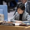 Izumi Nakamitsu, UN High Representative for Disarmament Affairs, addresses the Security Council meeting on the situation in Syria.