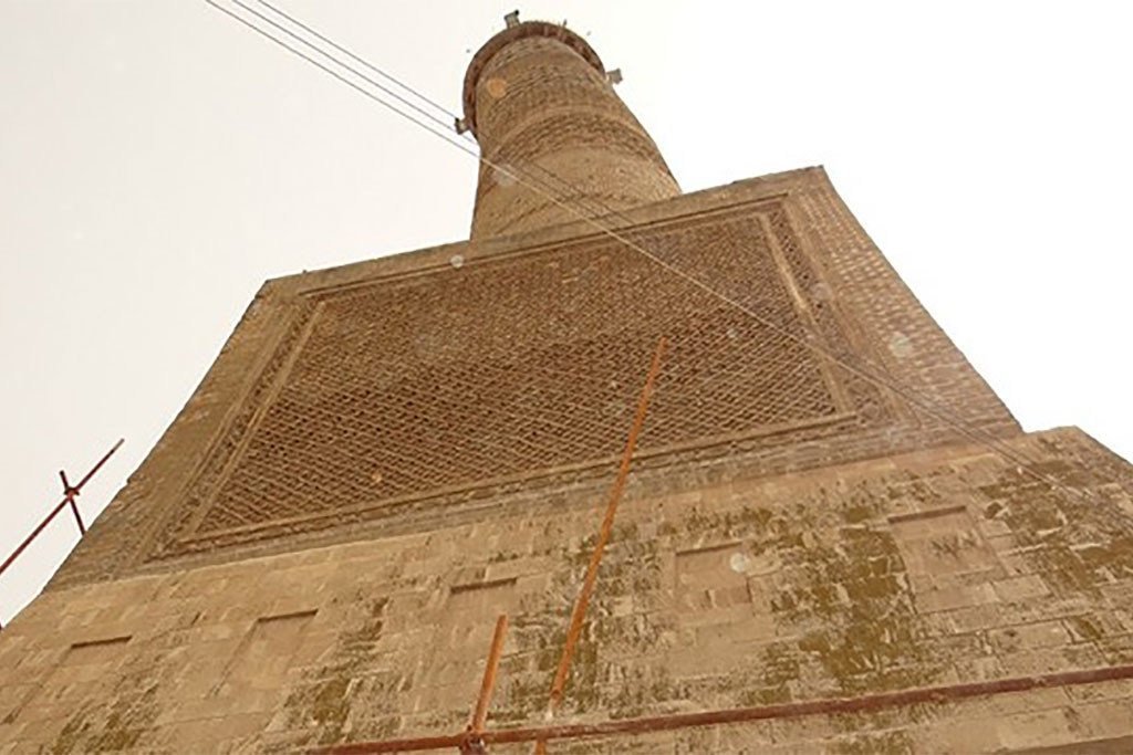 Al Nuree Mosque and its Al Hadba Minaret in Mosul, Iraq.