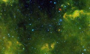 Asteroid tracks among the stars.