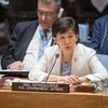 联合国裁军事务高级代表中满泉（Izumi Nakamistu）在安理会会议上发言。 