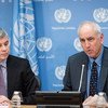 Press briefing by the UN Special Rapporteur on the situation of human rights in the Palestinian territories occupied since 1967,  Michael Lynk (right).