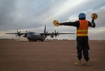 A cargo plane arrives at an airstrip in the northern part of Mali.
