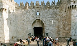 The Damascus Gate, one of the main entrances to the Old City of Jerusalem.