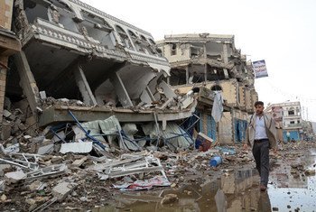 آثار الدمار في محافظة صعدة في اليمن. Photo: OCHA/Philippe Kropf