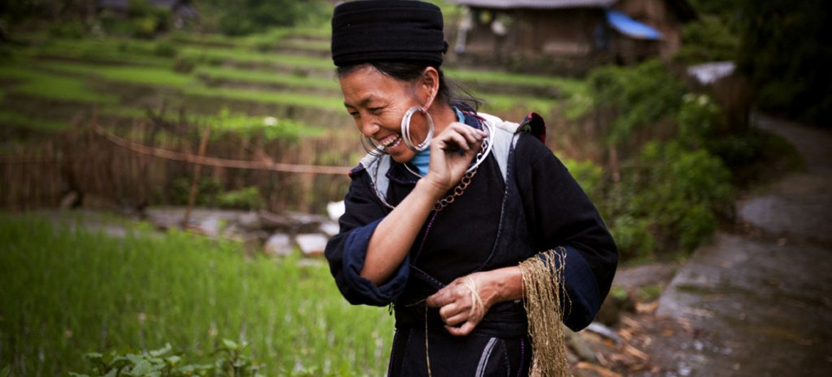 A H/mong hill tribe woman in a village of Sin Chai, Sapa, Viet Nam. Women’s labour accounts for the two-thirds of subsistence agriculture in developing countries, yet they often have no rights over the land.
