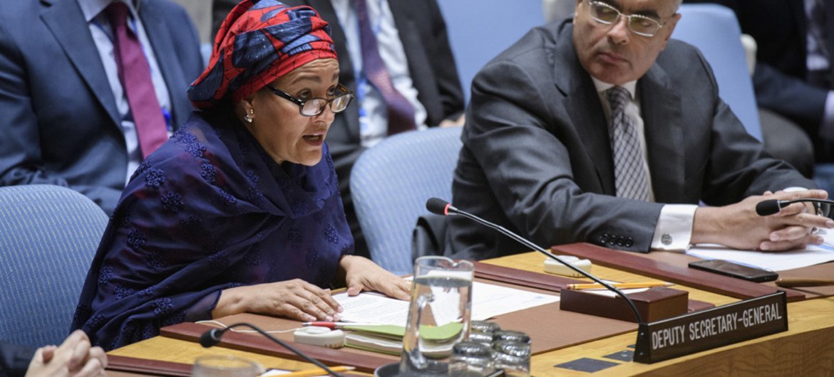常务副秘书长阿米娜·默罕默德在安理会发言。联合国新闻/Manuel Elias
