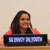 Jayathma Wickramanayake delivers her first public remarks as Youth Envoy at the commemoration of World Youth Skills Day at UN Headquarters.