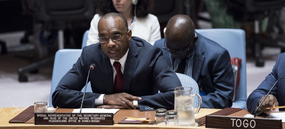 Modibo Touré, Special Representative of the Secretary-General and Head of the UN Integrated Peacebuilding Office in Guinea-Bissau (UNIOGBIS), addresses the Security Council.